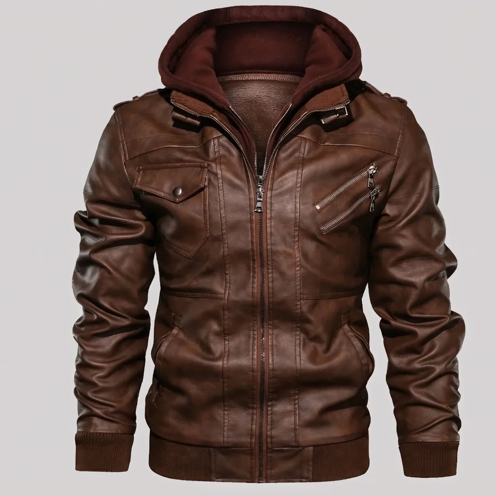 Detachable Hood Moto Jacket