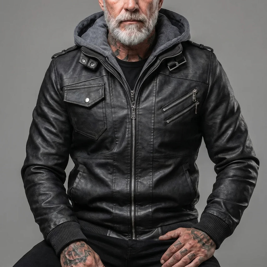 Detachable Hood Moto Jacket