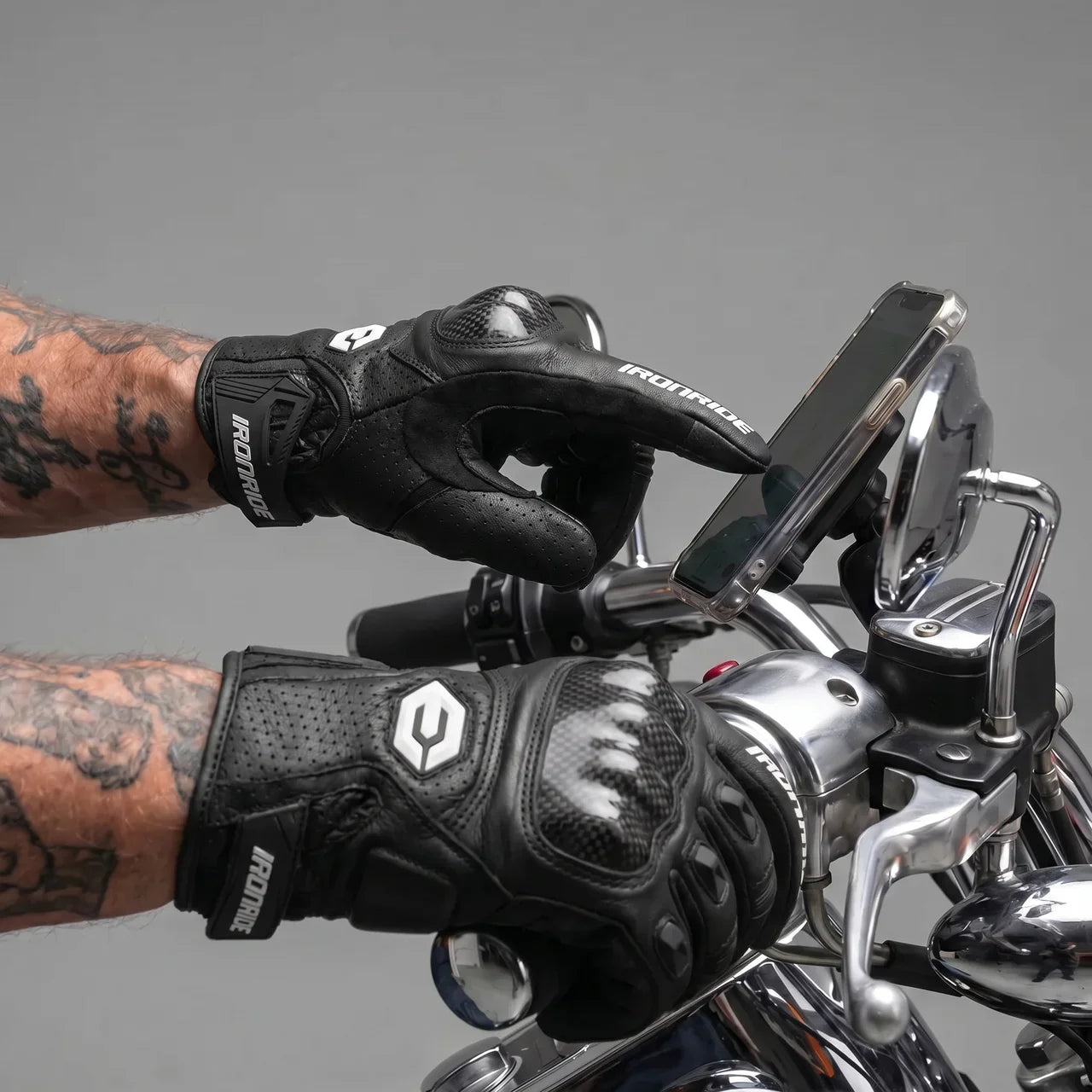 Armored Cowhide Riding Gloves